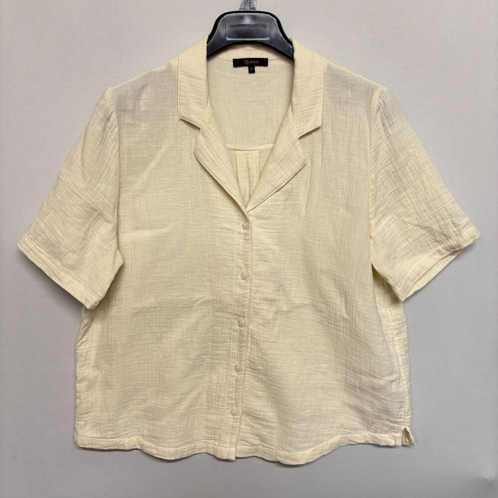 Quince Women 100% Organic Cotton Gauze Short Sleeve Shirt Size Medium D136 -8
